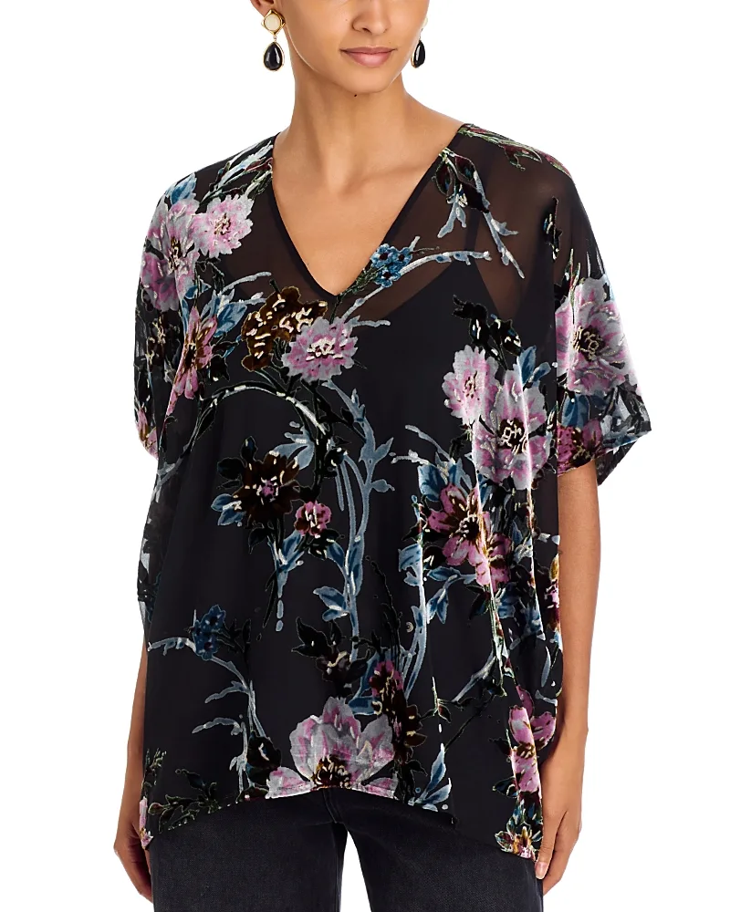 Croft Burnout V Neck Short Sleeve Poncho by Johnny Was