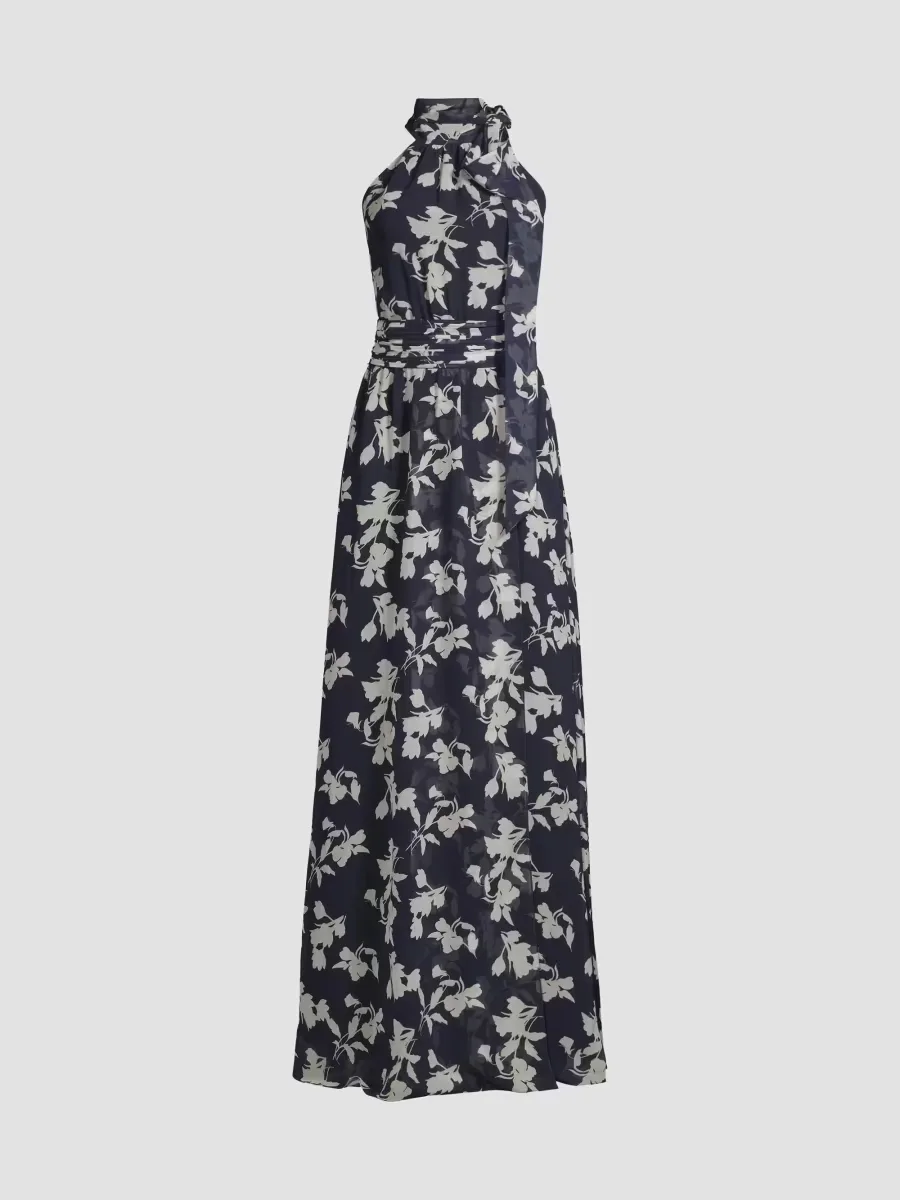 Kayla Floral High-Neck Gown