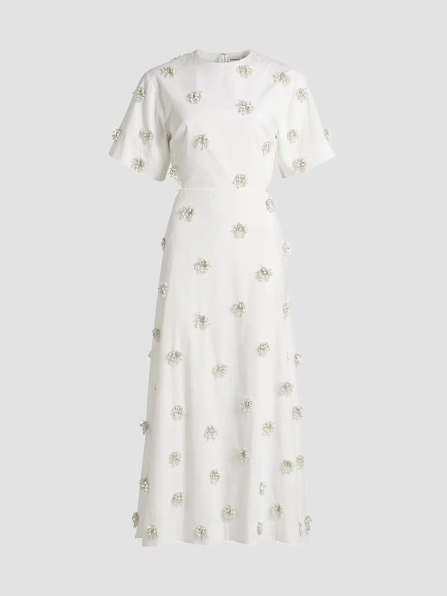 Starla Beaded Cotton Cut-Out Maxi Dress by SIMKHAI