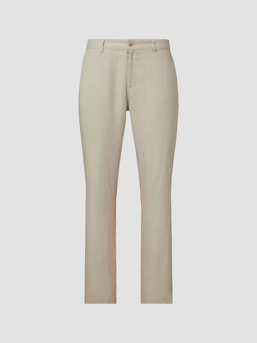 Linen Flat-Front Trousers - Stone