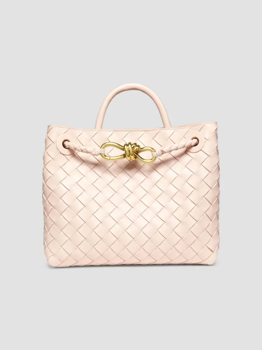 Andiamo Small Intrecciato-Leather Top-Handle Bag