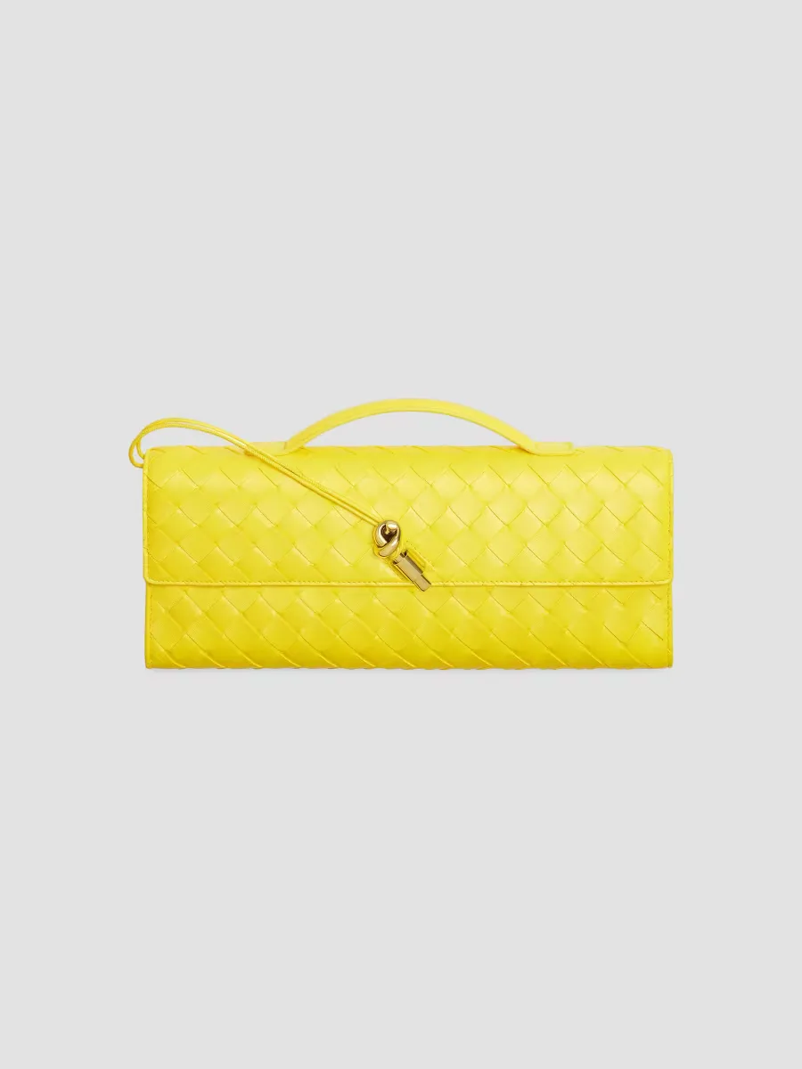 Andiamo Intrecciato Leather Top-Handle Clutch by Bottega Veneta