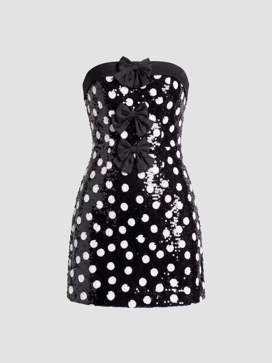 Alysia Sequin Polka Dot Mini Dress by Dress the Population