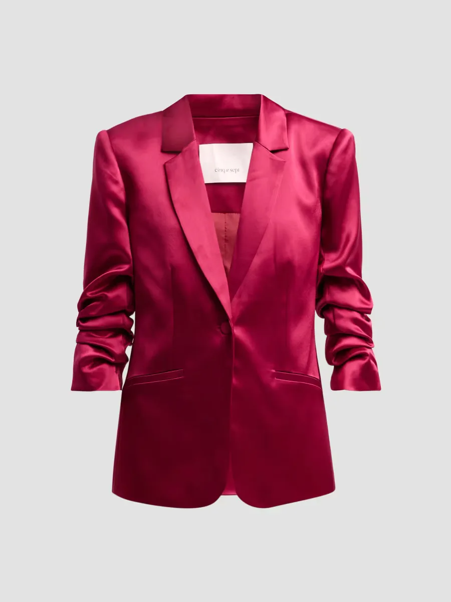 Kylie Notched Satin Single-Button Blazer by Cinq  Sept