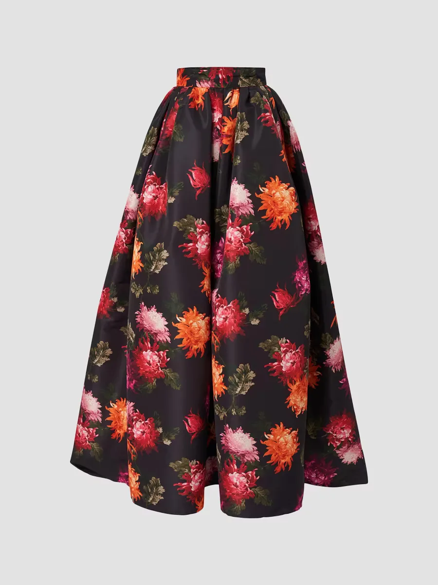 Floral Faille Ball Skirt by Carolina Herrera