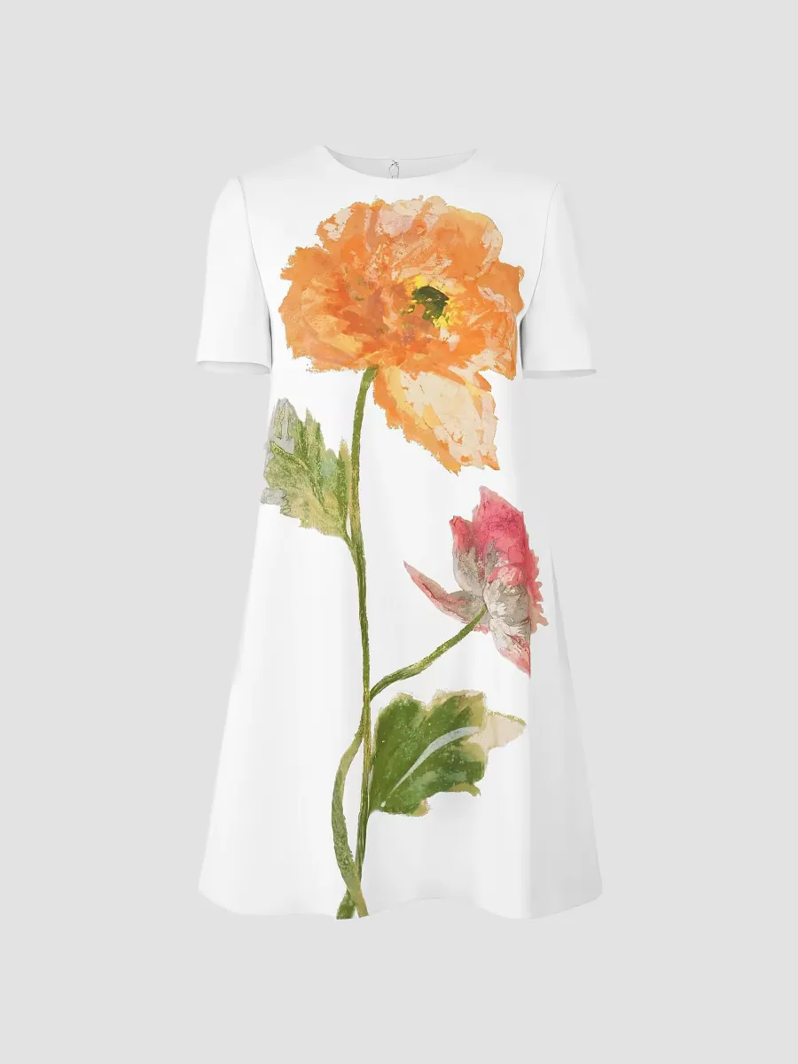 Resort Floral Short-Sleeve Minidress by Carolina Herrera