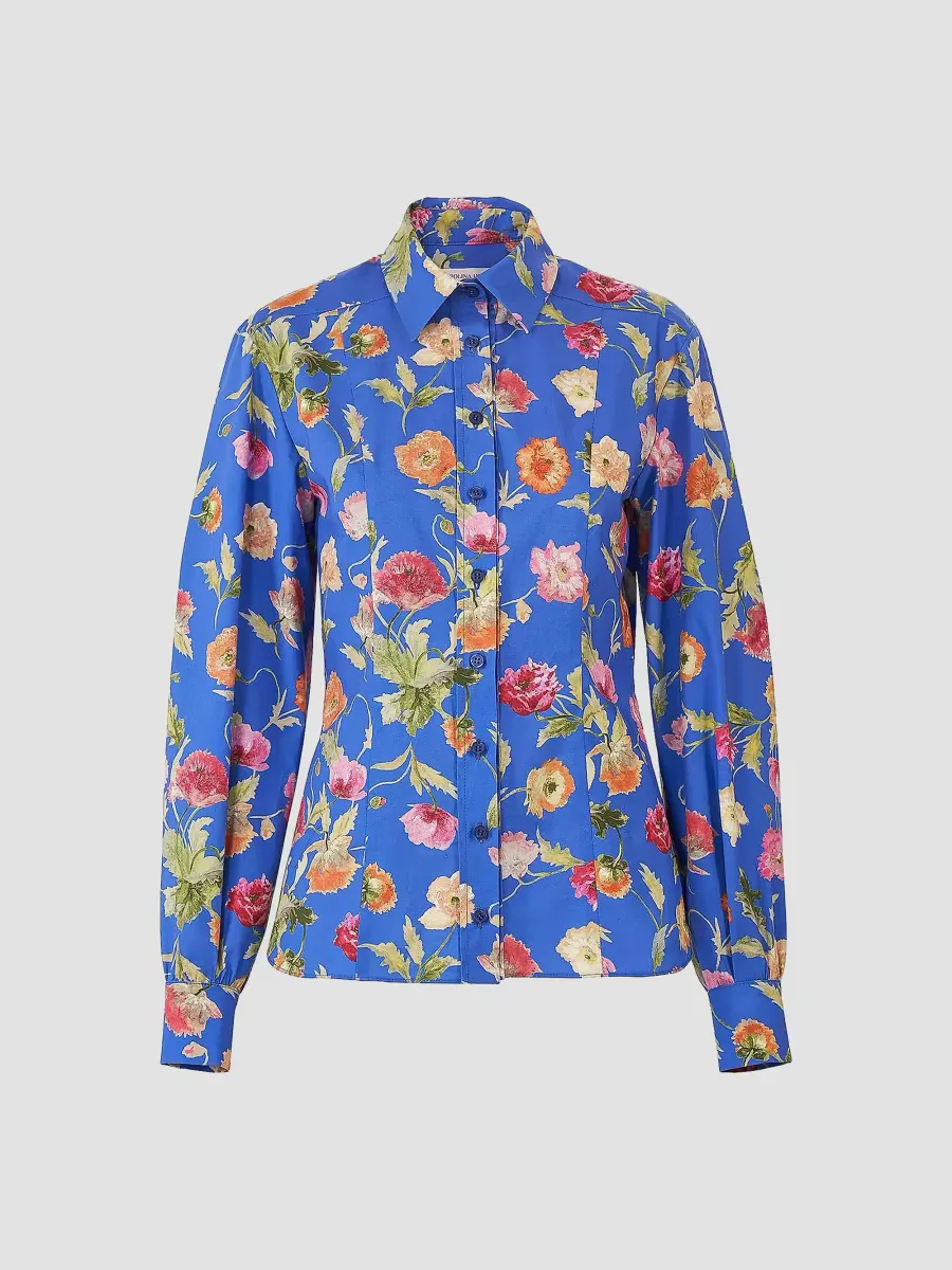Floral Stretch-Cotton Button-Front Shirt