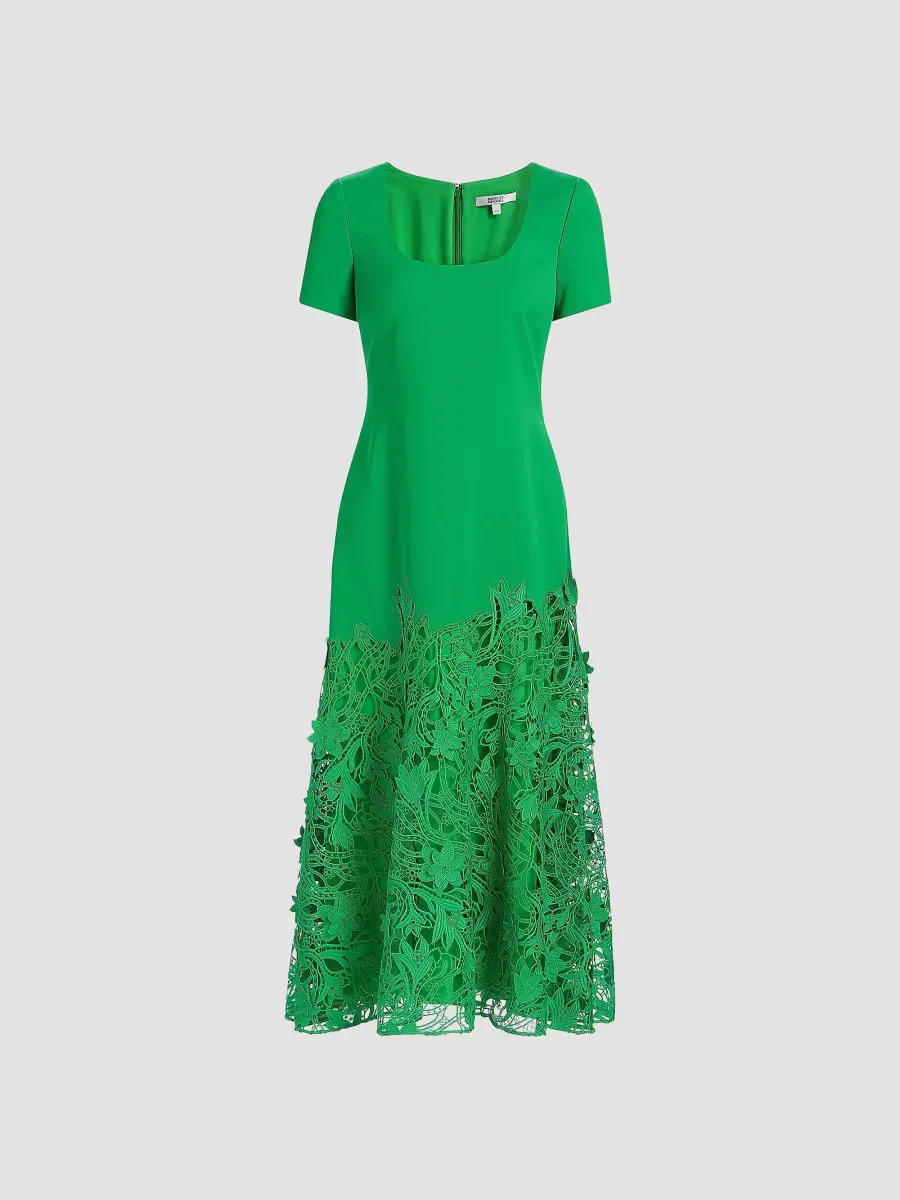 Crepe Guipure Lace Cocktail Dress by Badgley Mischka
