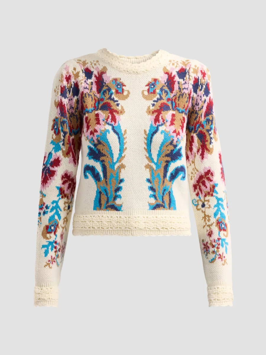Crochet-Trim Arabesque Sweater by FARM Rio
