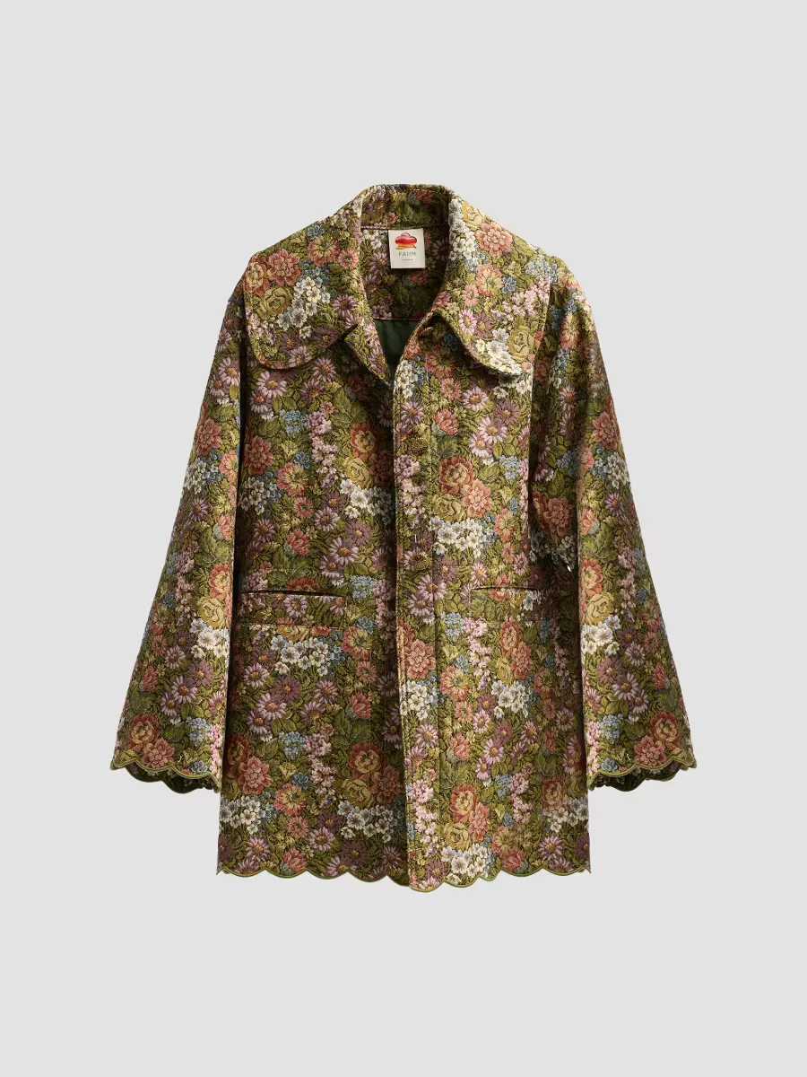 Floral Jacquard Trench Coat by FARM Rio