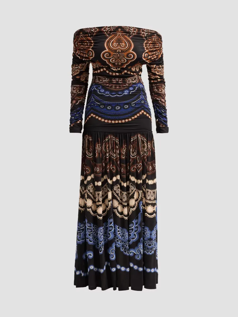 Nicole Printed Ruched Jersey Maxi Dress by FARM Rio