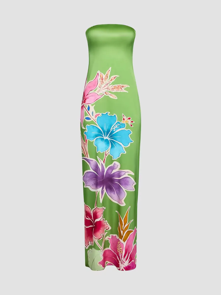 Vivi Printed Strapless Maxi Dress by Retrofête