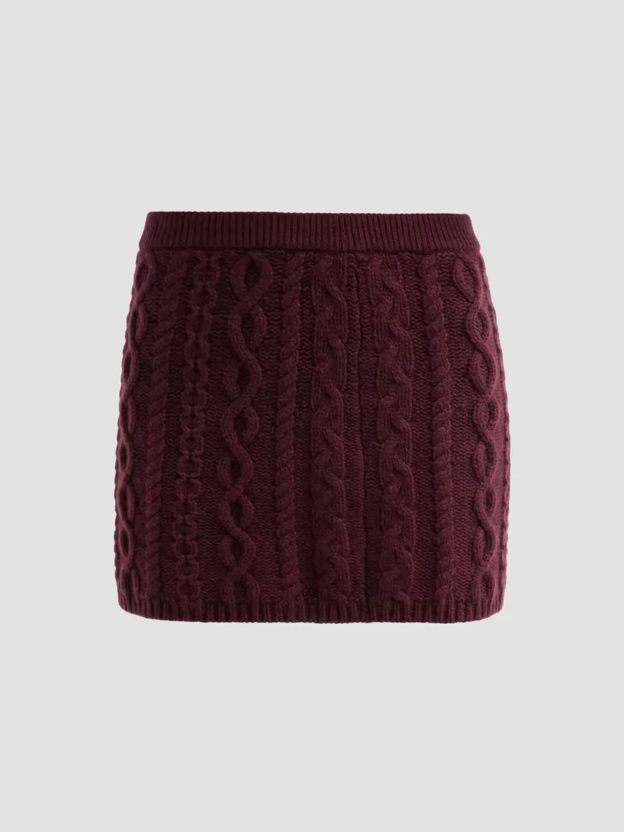 Cable-Knit Cashmere-Wool Mini Skirt by Guest in Residence