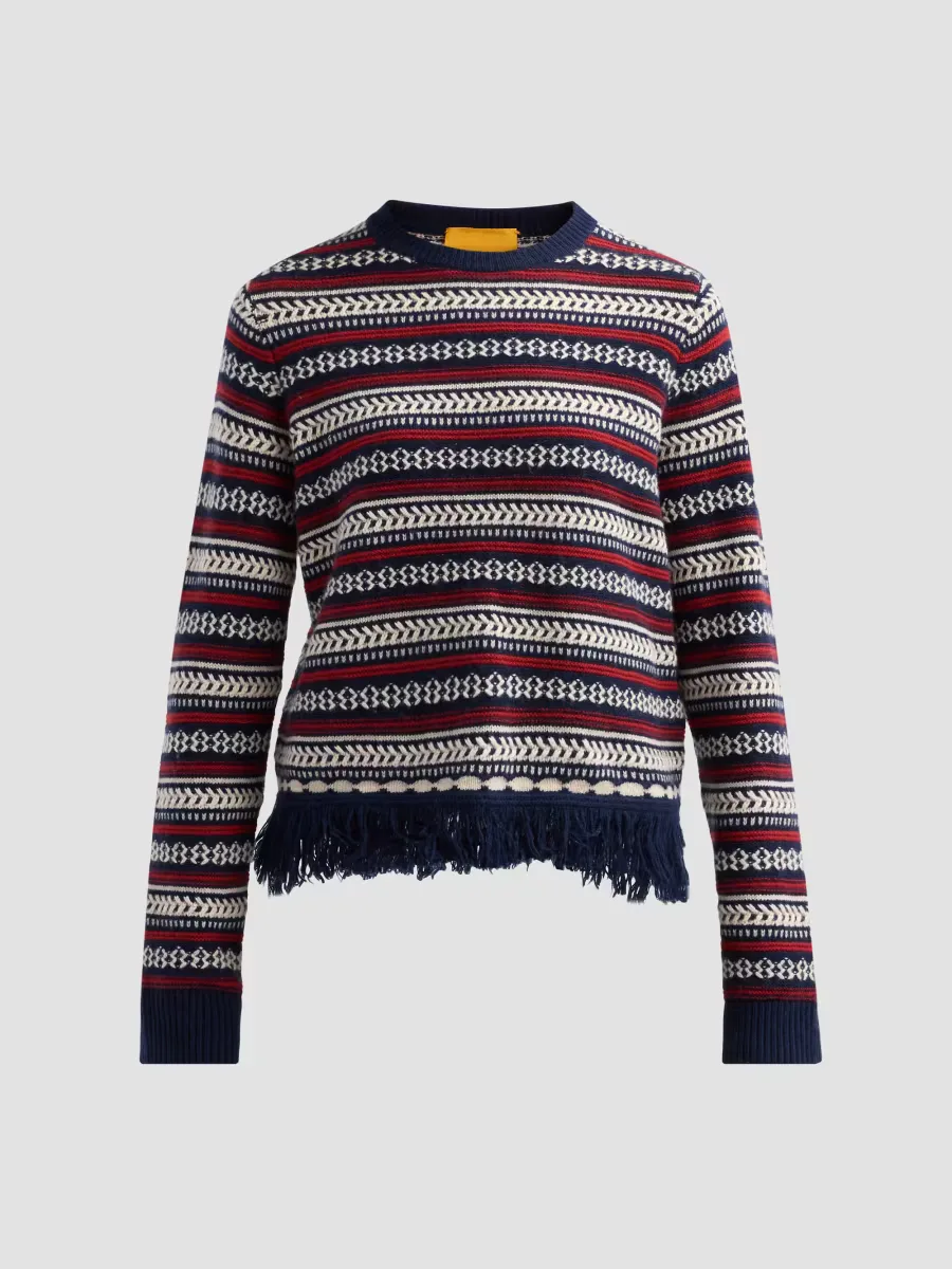 Western Striped Wool-Cashmere Sweater by Guest in Residence