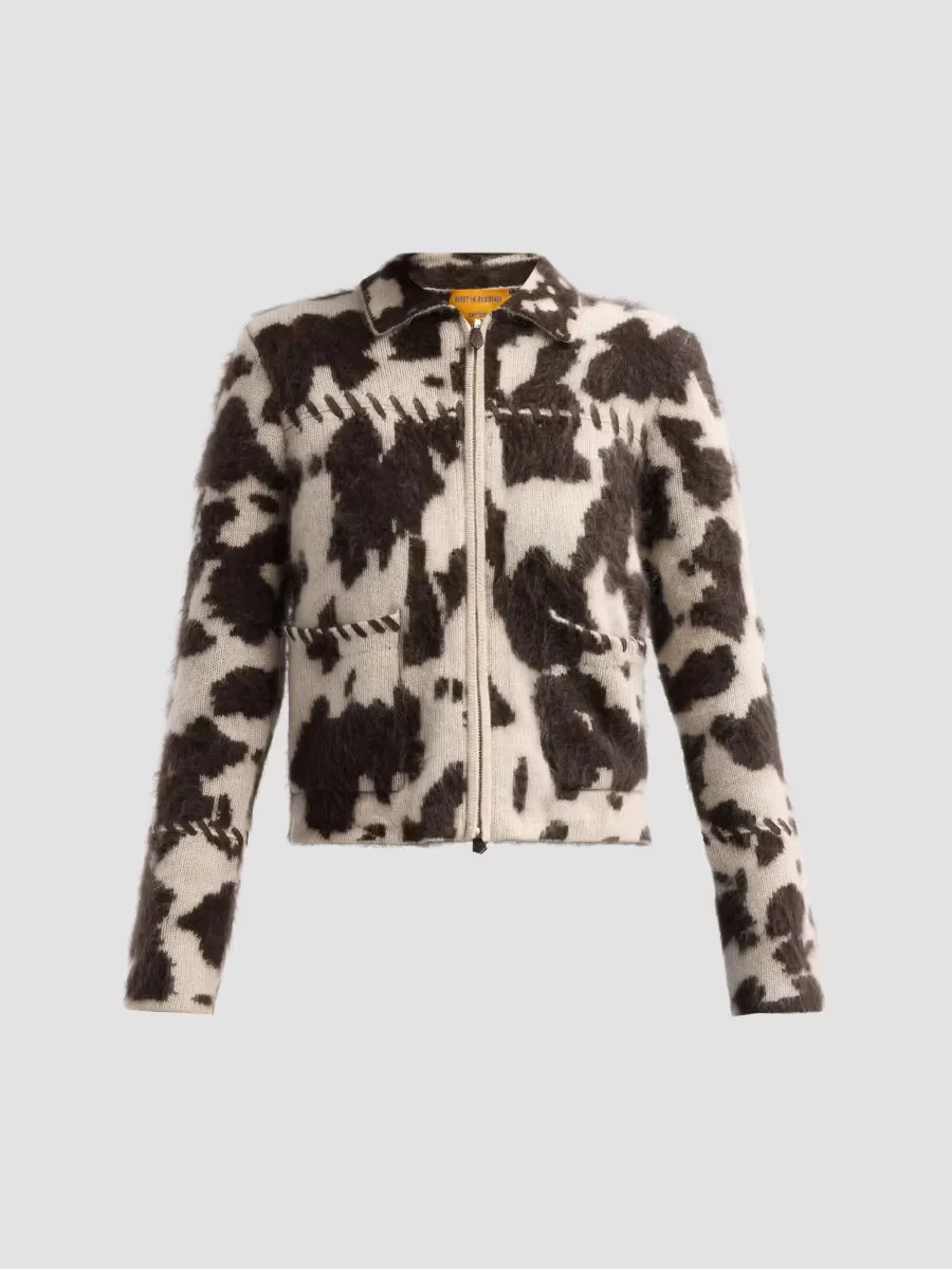 Grizzly Cowhide Cashmere Zip-Up Jacket by Guest in Residence