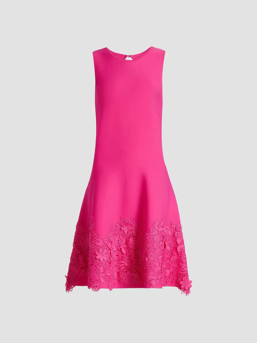By Rickie Freeman Lace Trim Fit-&-Flare Cocktail Dress