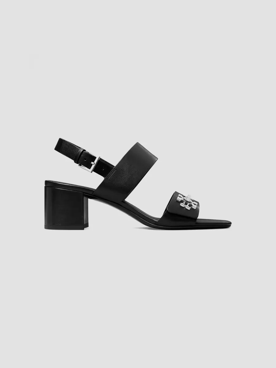 T-Lock Leather Block-Heel Sandals by Tory Burch