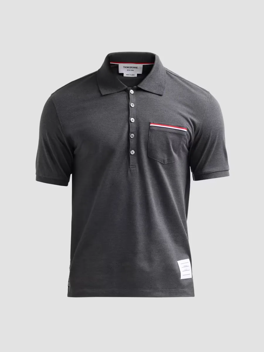 Solid Cotton Pique Polo by Thom Browne