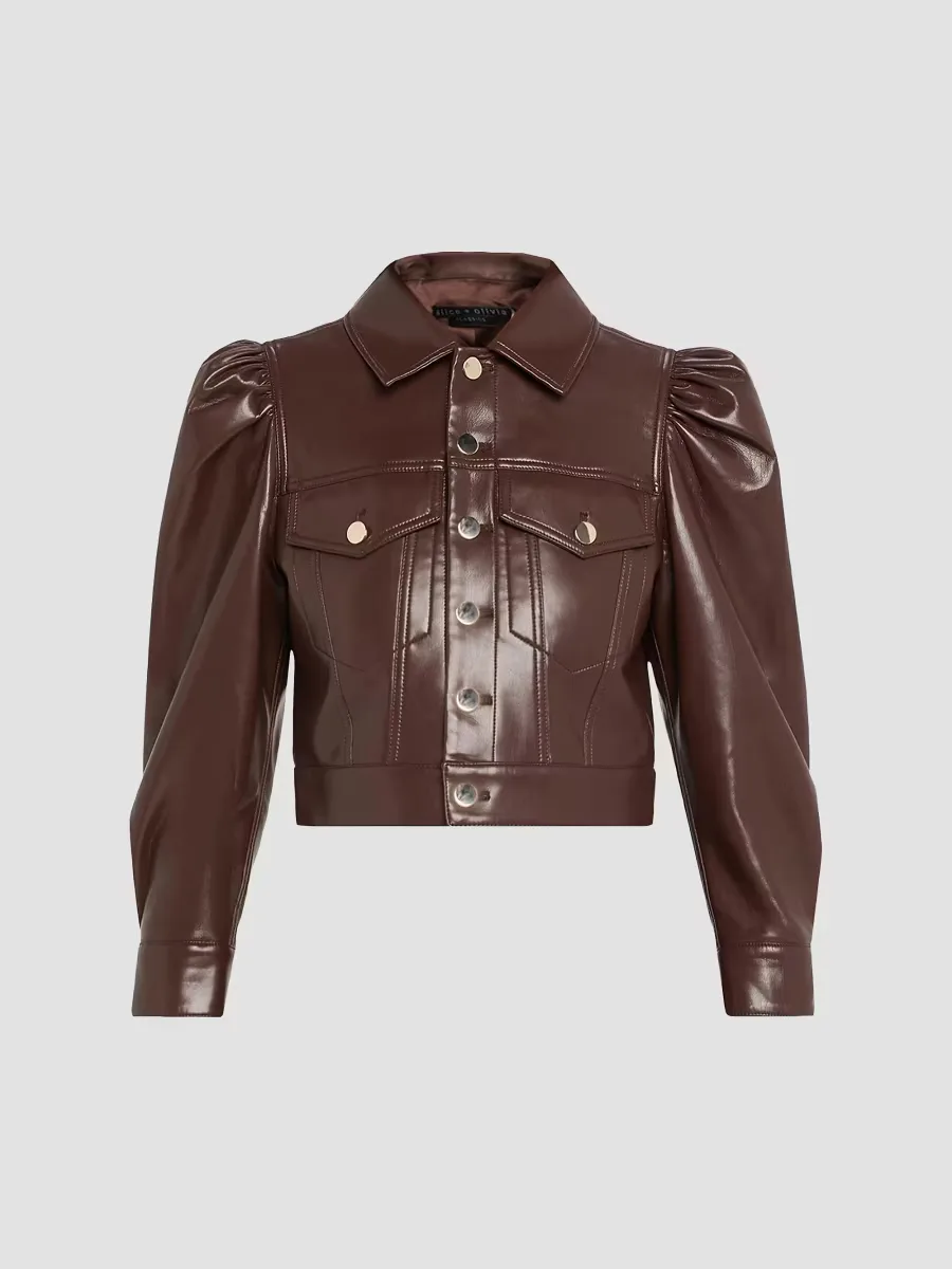 Lana Faux-Leather Trucker Jacket by Alice + Olivia