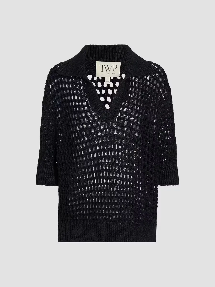 Unspoken Truth Linen-Silk Polo Sweater by TWP