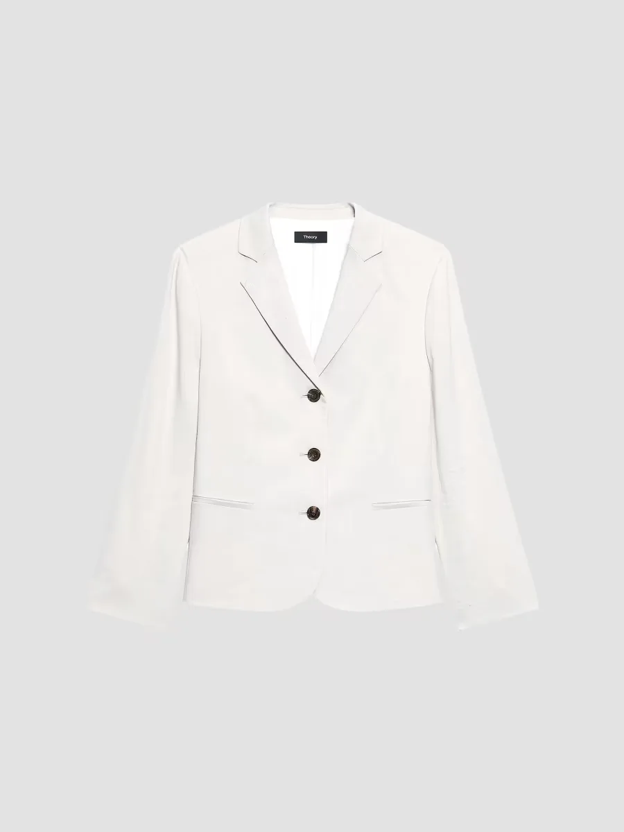 Shrunken Linen-Blend Blazer by Theory