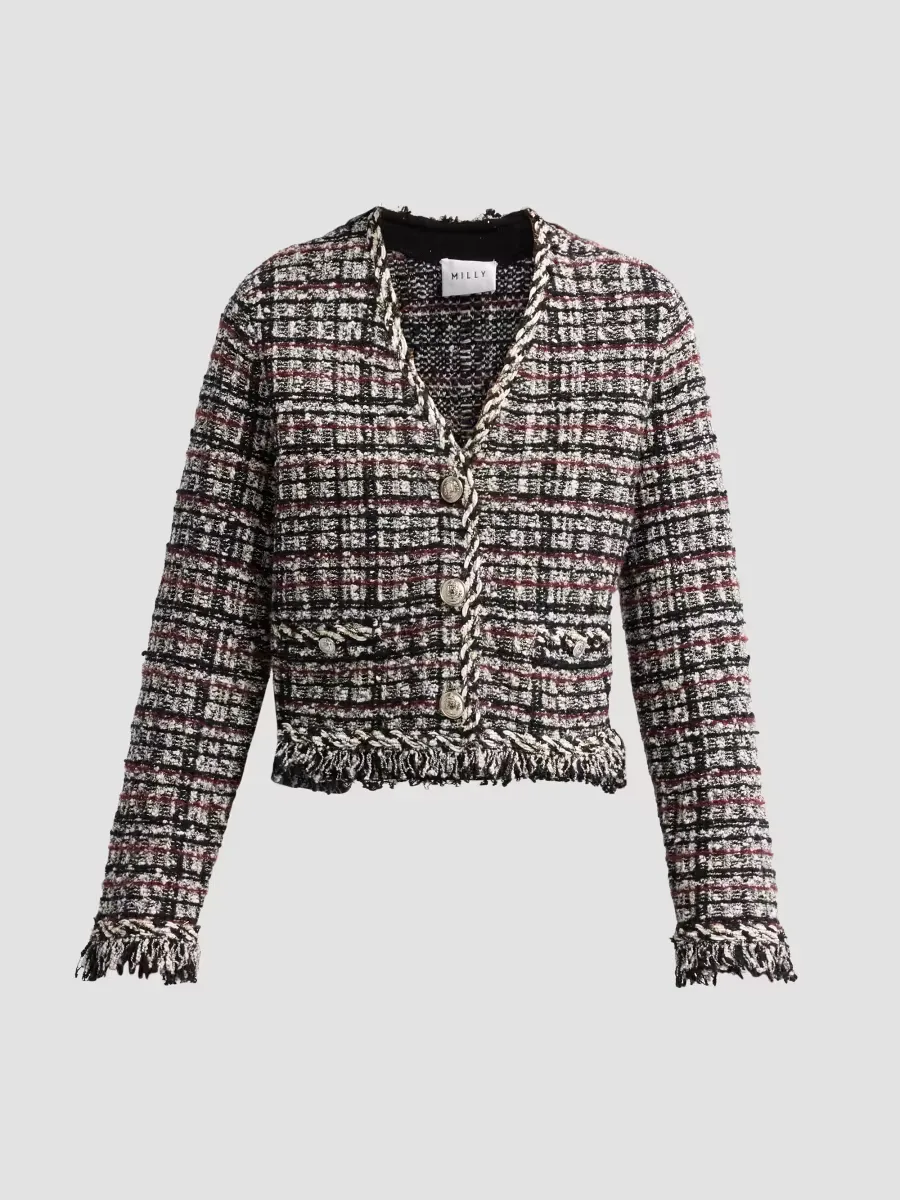 Daphne Fringe Tweed Jacket by Milly
