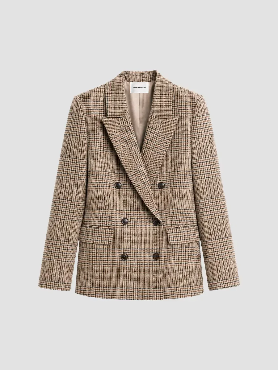 Houndstooth Double-Breasted Blazer by GOOD AMERICAN