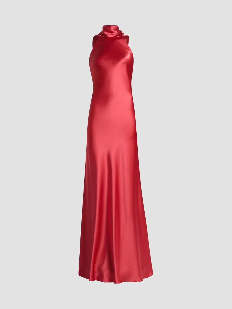 Paneled Satin Gown