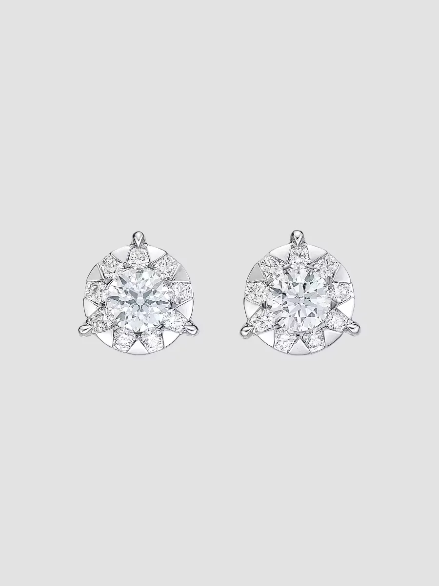 Bouquet 18K White Gold & 0.69-0.77 TCW Diamond Cluster Stud Earrings by Memoire