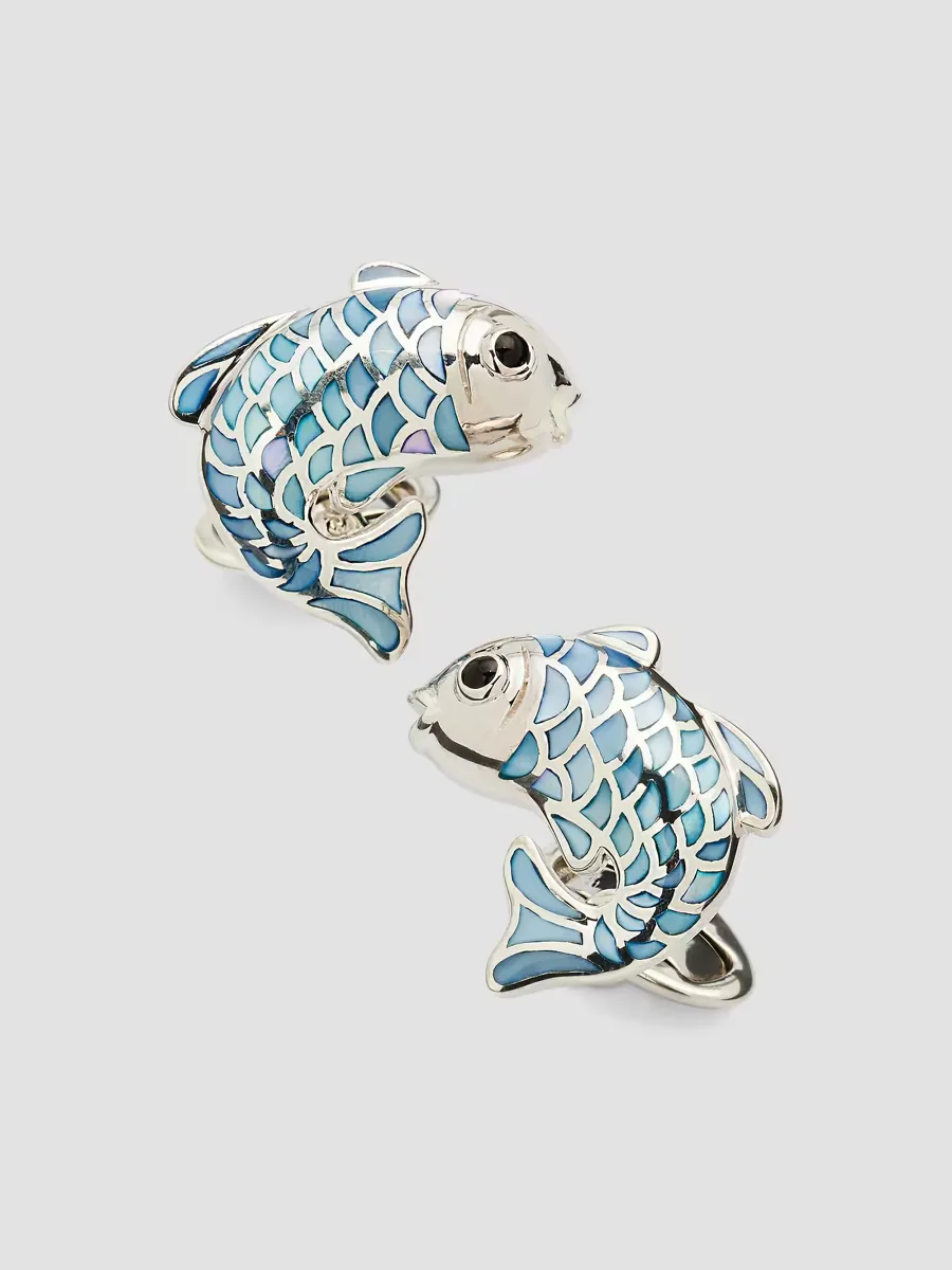 Koi Fish Mother-of-Pearl Cufflinks by Jan Leslie