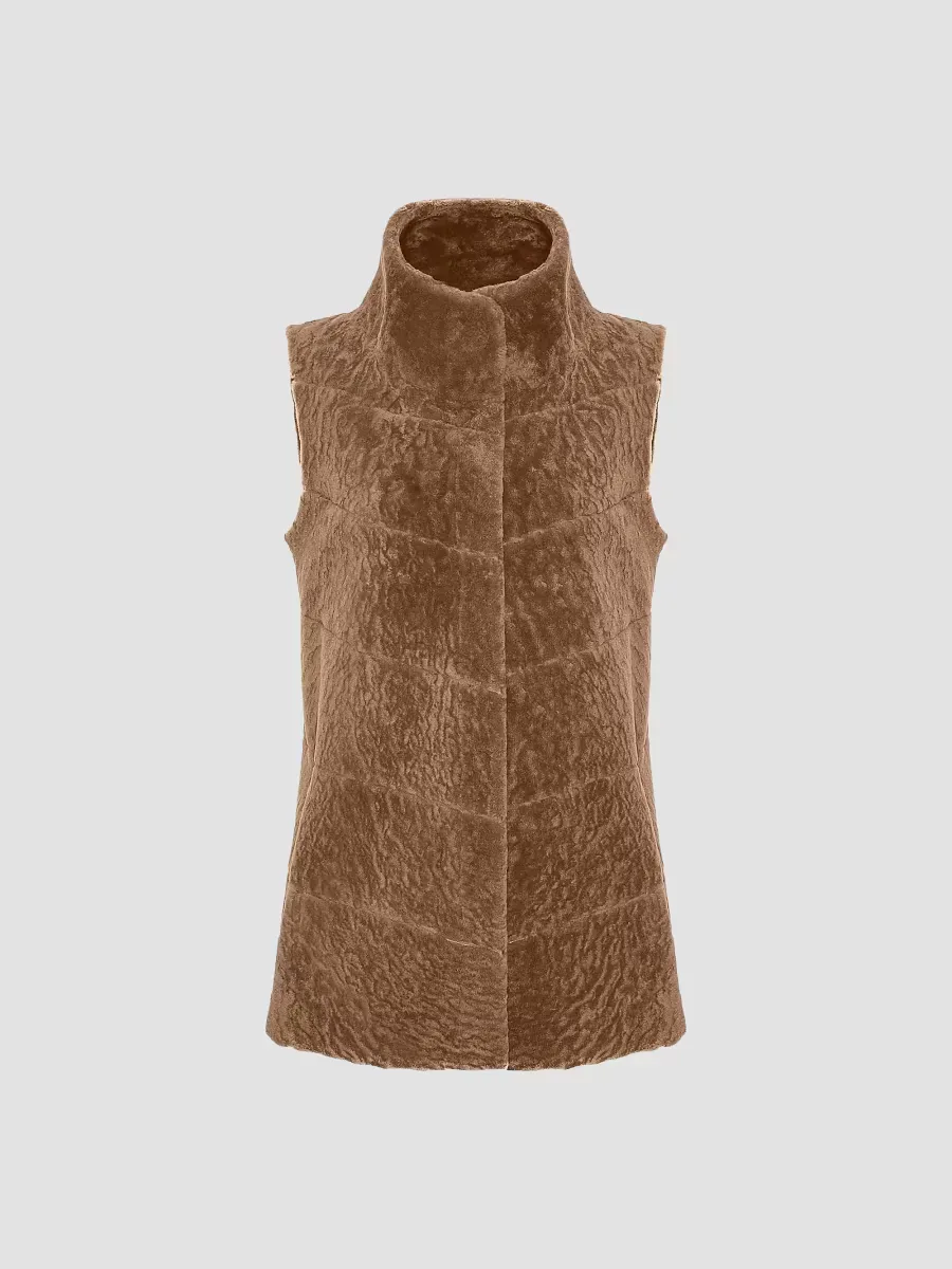 Reversible Textured Shearling Lamb Vest by Gorski