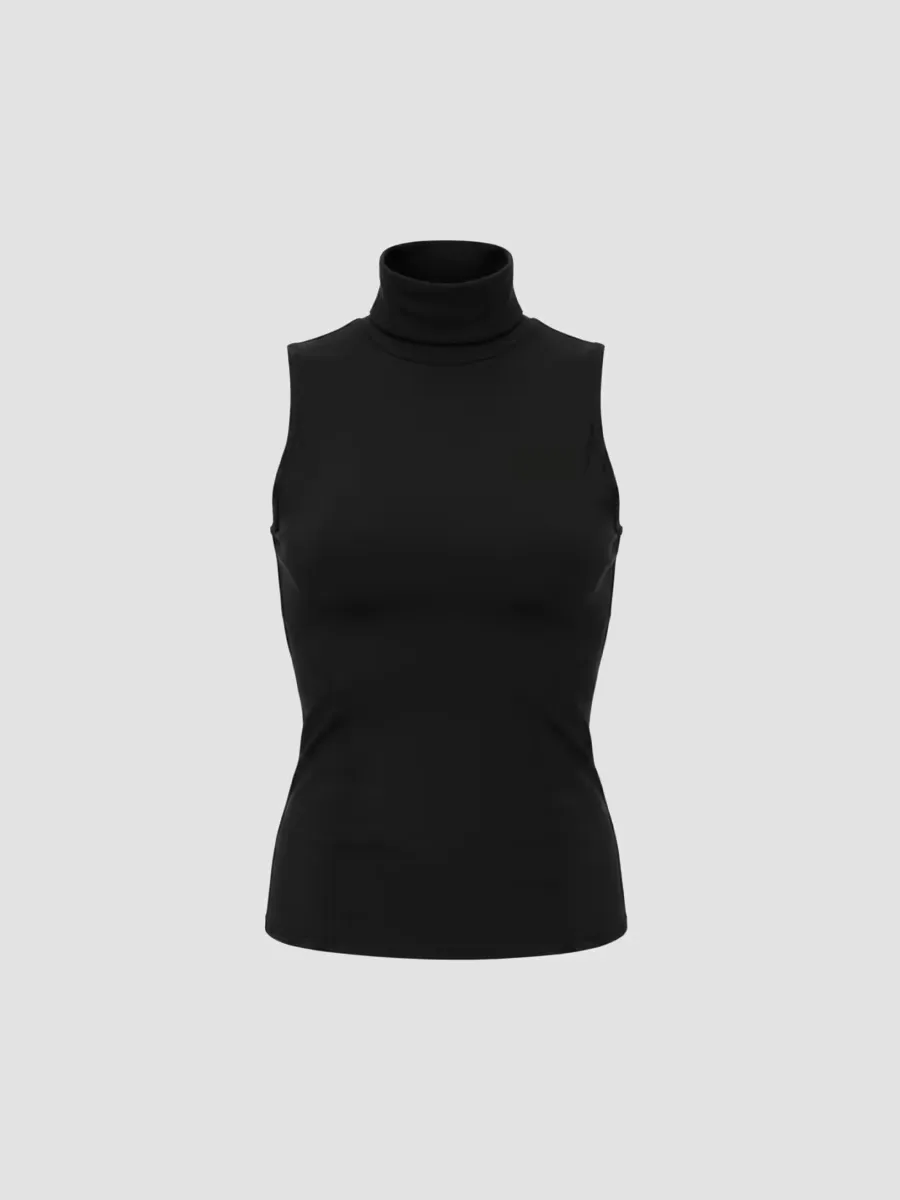 Sutton Jersey Sleeveless Turtleneck Top by Cynthia Rowley
