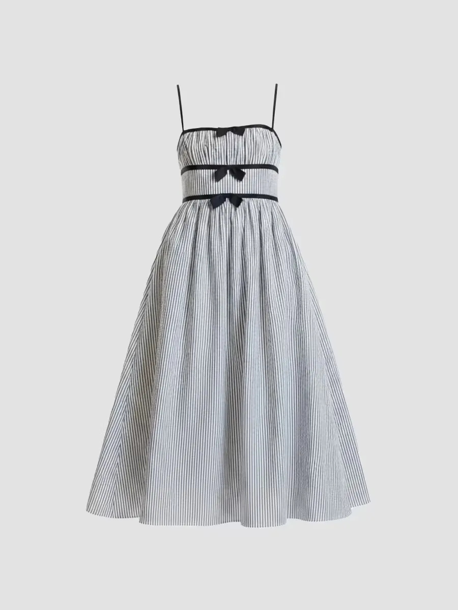 Clara Striped Seersucker Fit & Flare Midi Dress by Cynthia Rowley