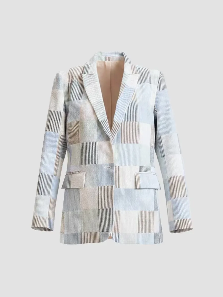 Millie Seersucker Single-Breasted Blazer by Cynthia Rowley