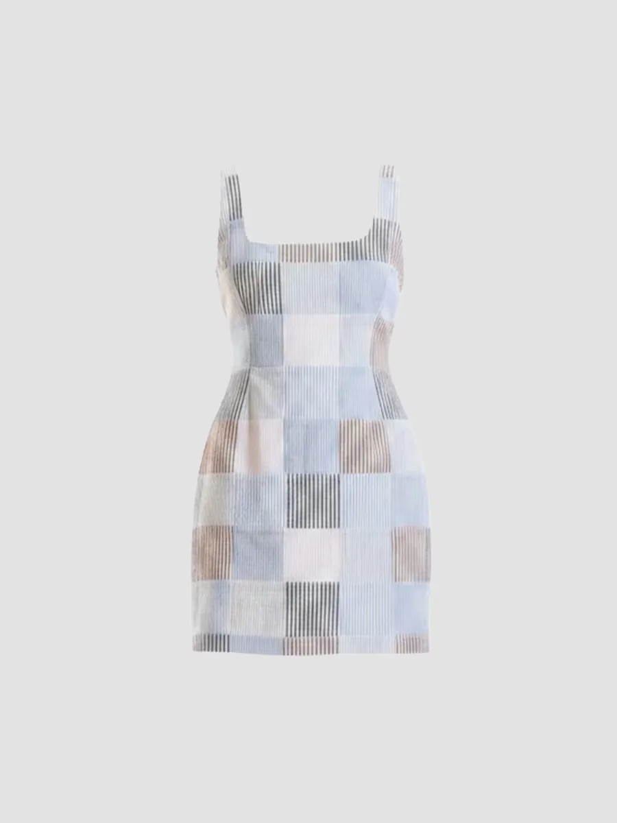 Millie Patchwork Seersucker Scoopneck Minidress by Cynthia Rowley