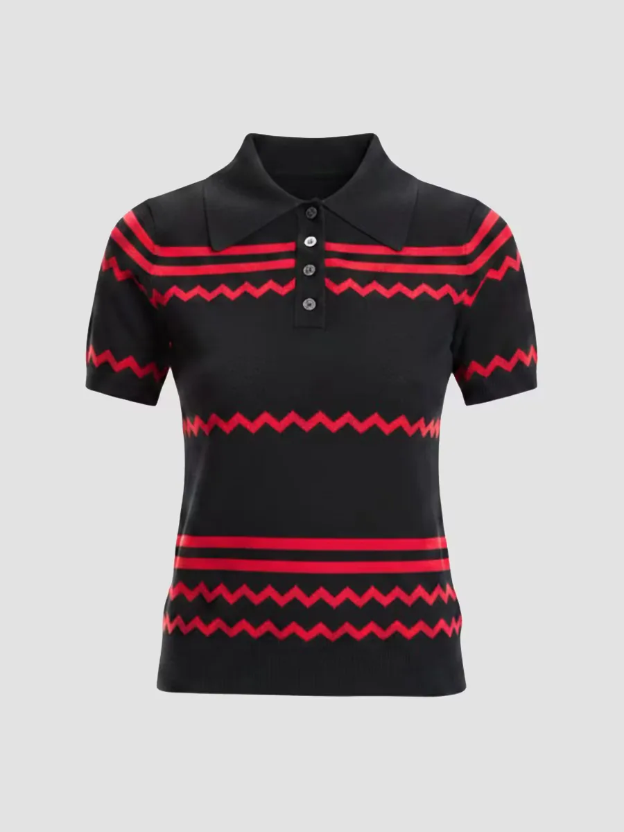 Ziggy Striped Knit Polo Sweater by Cynthia Rowley