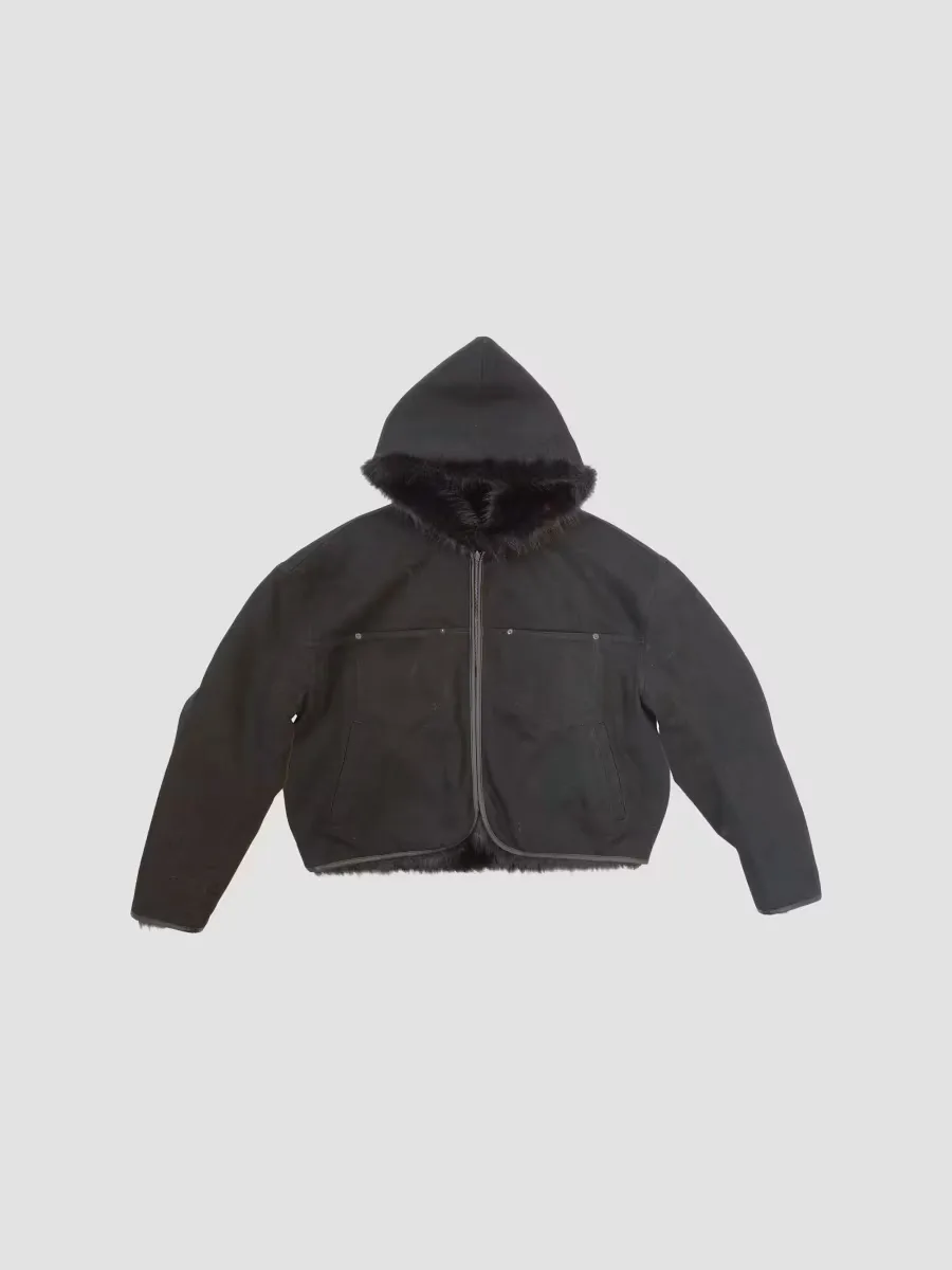 Reversible Denim & Faux-Fur Hooded Jacket
