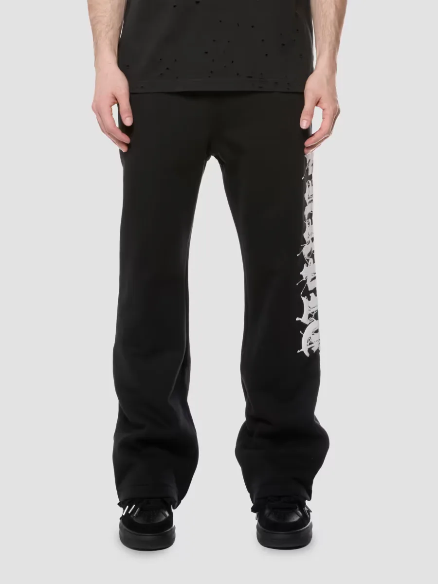 Logo Cotton Mid-Rise Flared Pants by Purple Brand