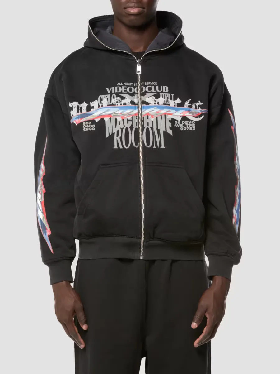 Reversible Cotton Zip-Up Hoodie by Purple Brand