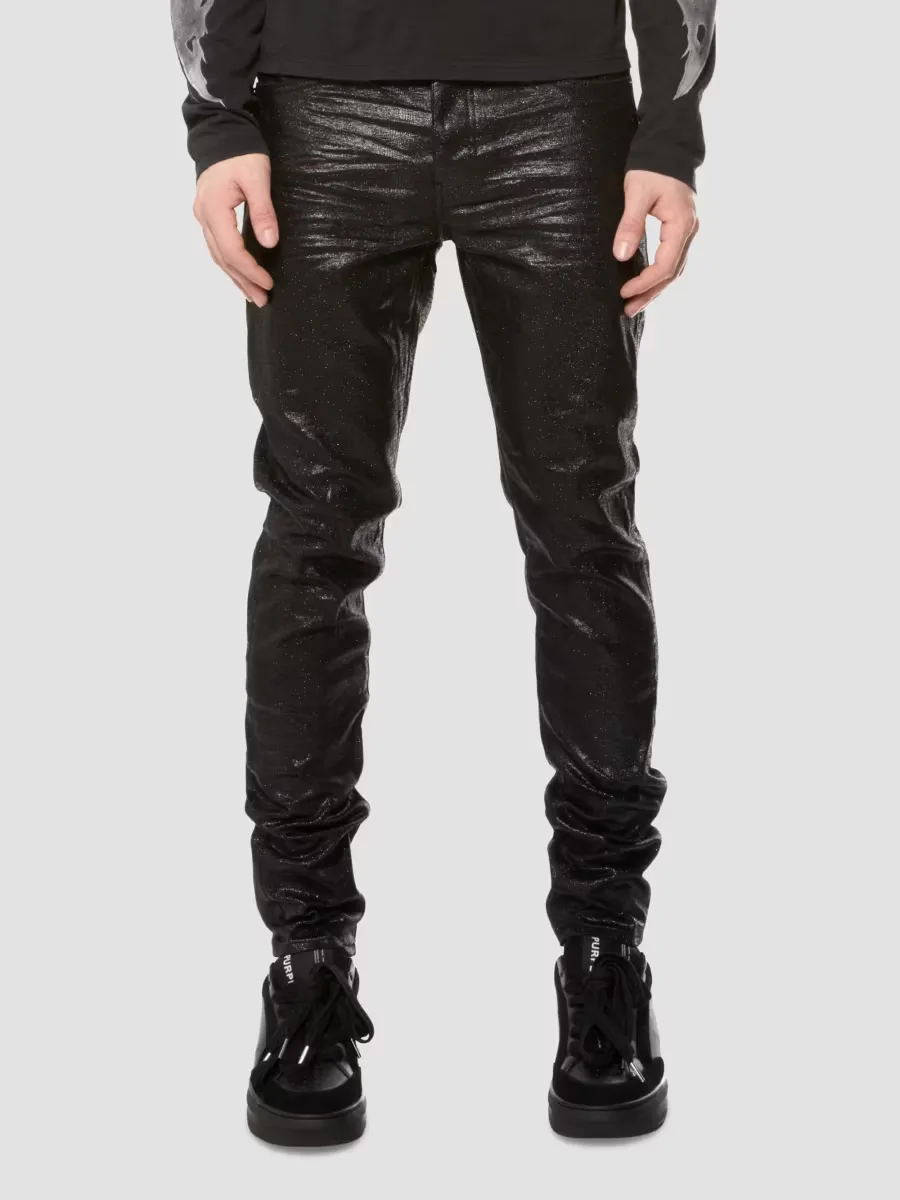 Serpentine Coated-Denim Mid-Rise Skinny Jeans by Purple Brand