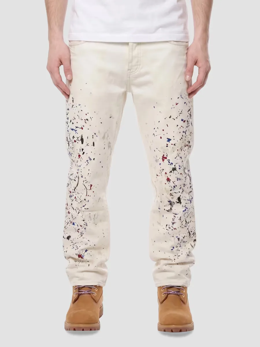 Paint Splatter-Effect Straight-Leg Jeans by Purple Brand