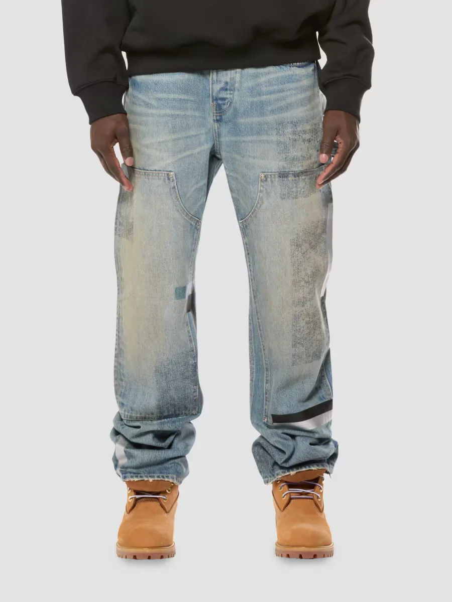 Stamped Foil Straight-Leg Jeans by Purple Brand