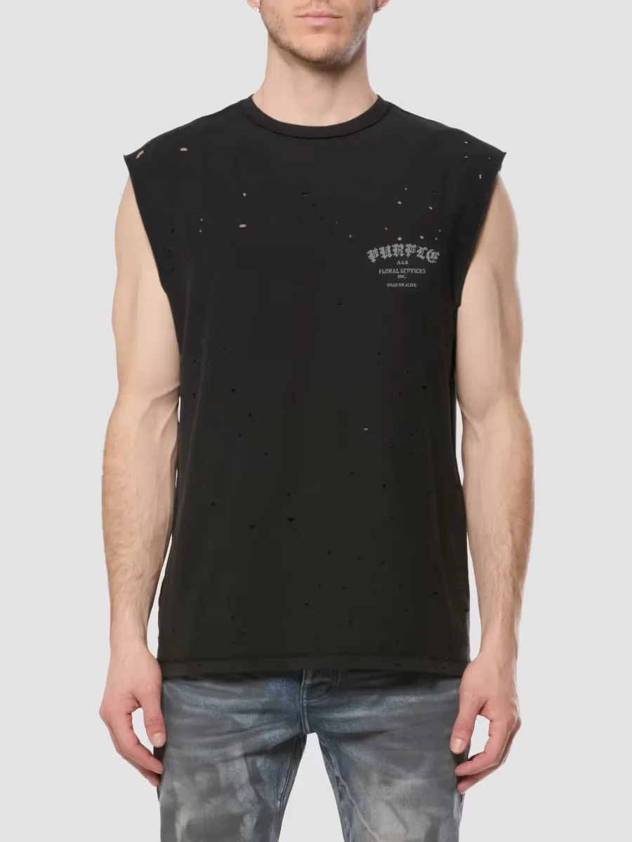 Distressed Jersey Crewneck Tank by Purple Brand