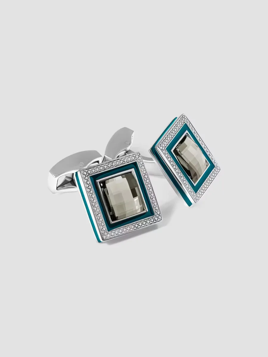 RT Quadrato Rhodium-Plated & Swarovski Crystal Cufflinks by Tateossian