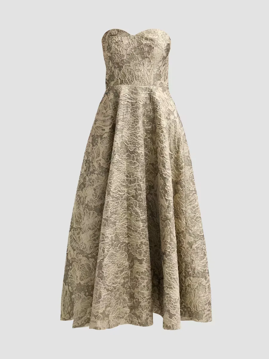 Dakota Metallic Jacquard Strapless Gown