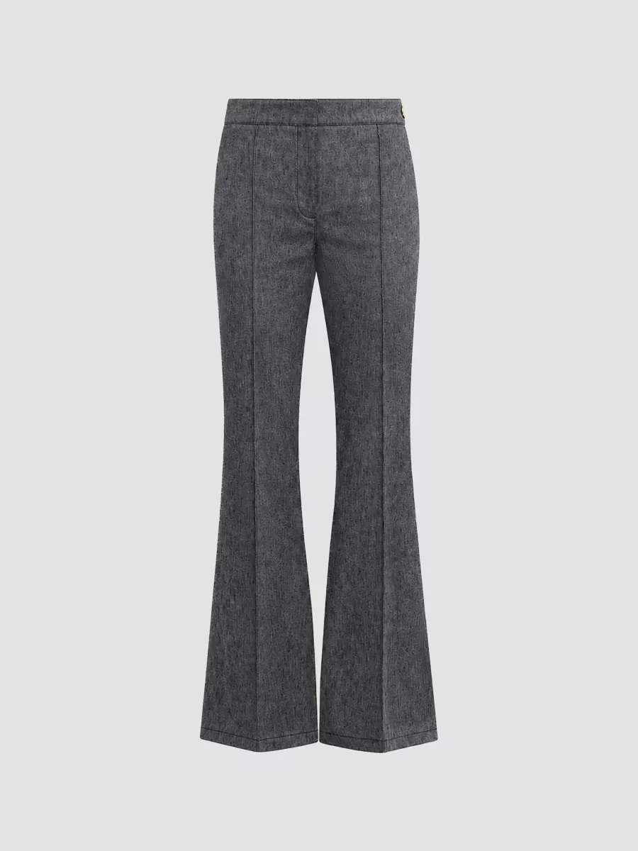 Lola Denim Stretch Crepe Cropped Flare Trousers by Callas Milano