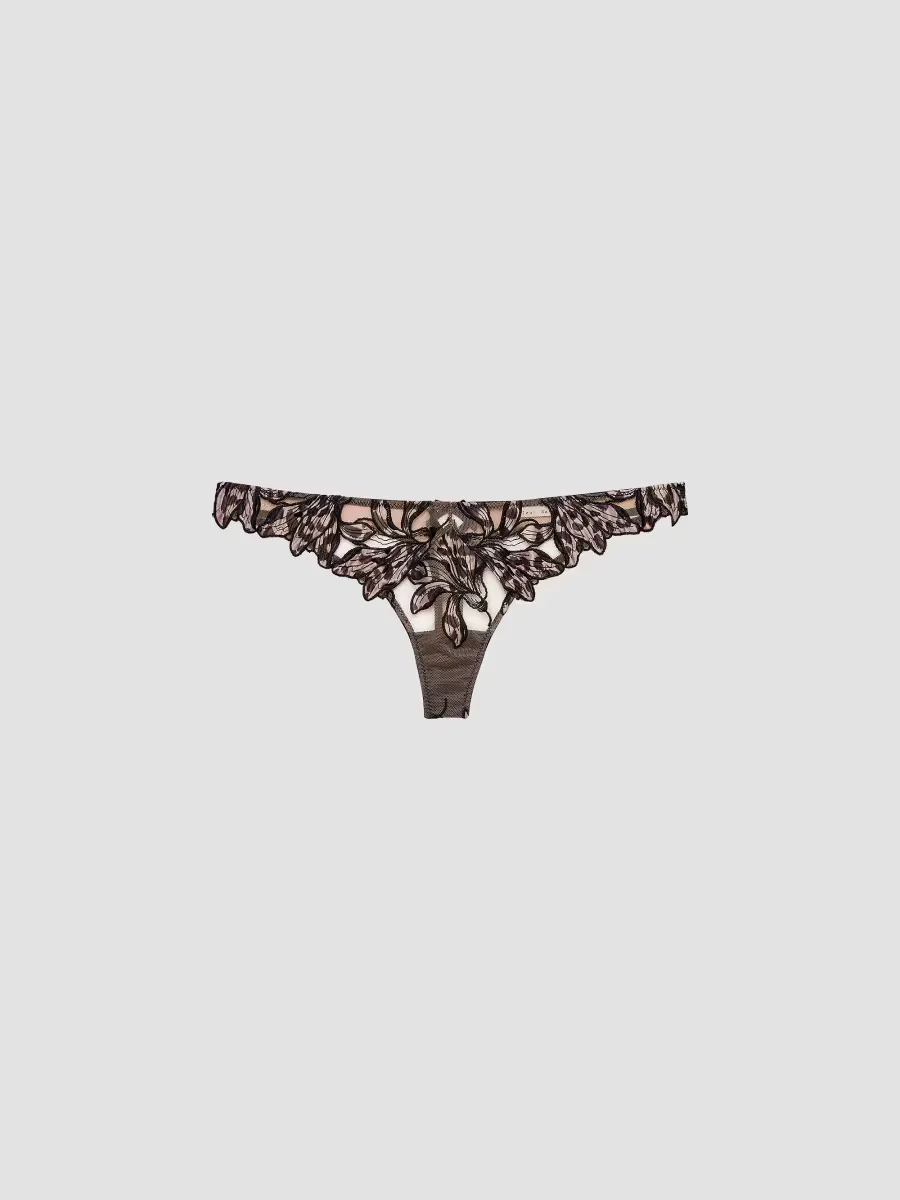 Embroidered Hipster Thong by Fleur Du Mal