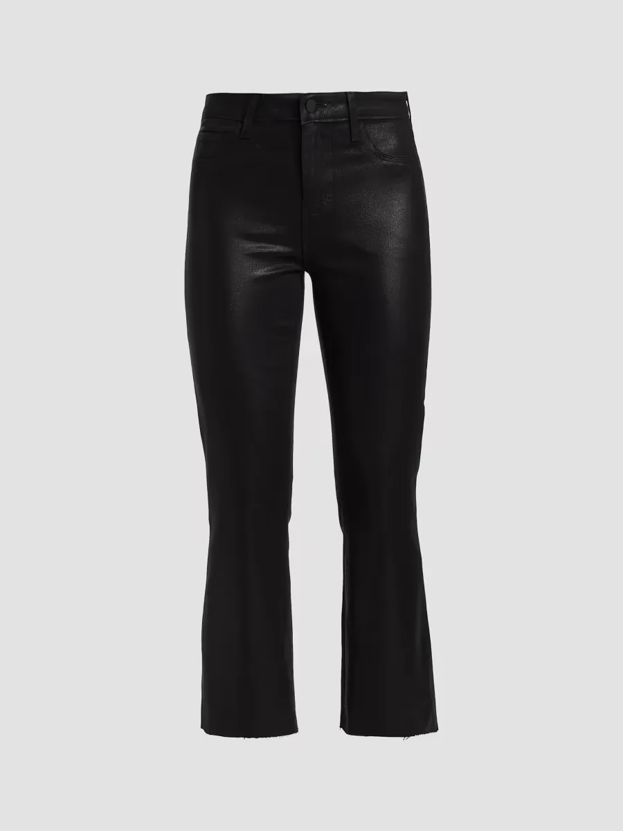 Kendra Coated High-Rise Crop Flare Pants by L'AGENCE