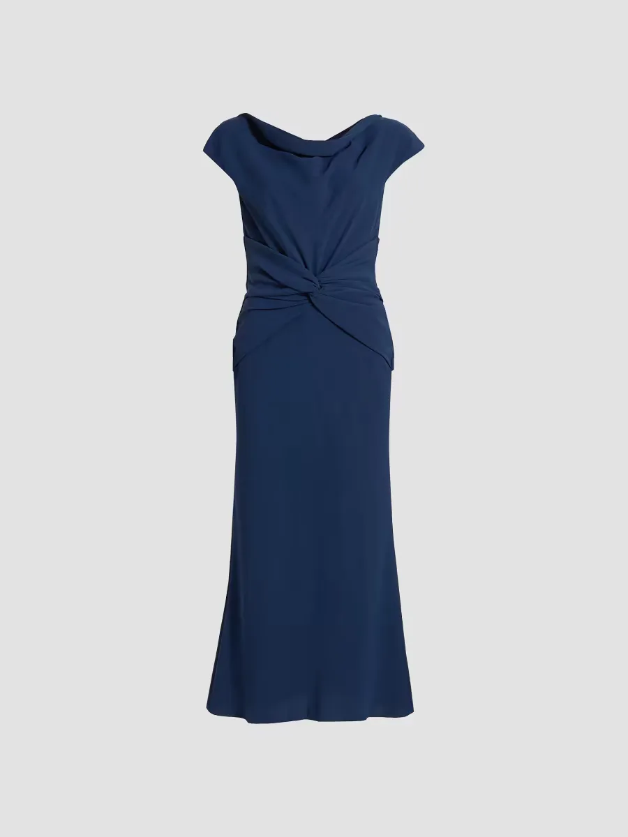 Draped Crepe Cocktail Dress