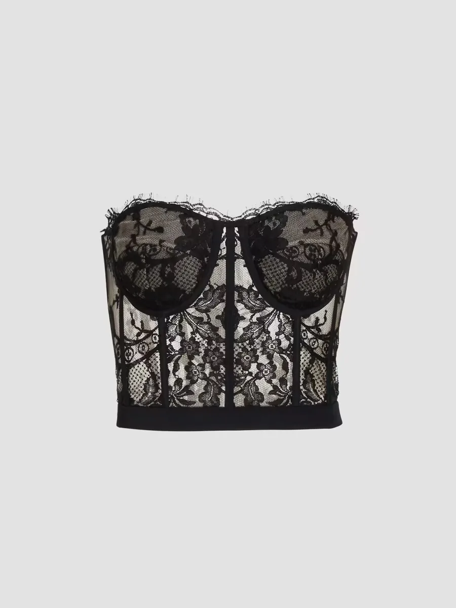 Strapless Lace Crop Bustier by McQueen